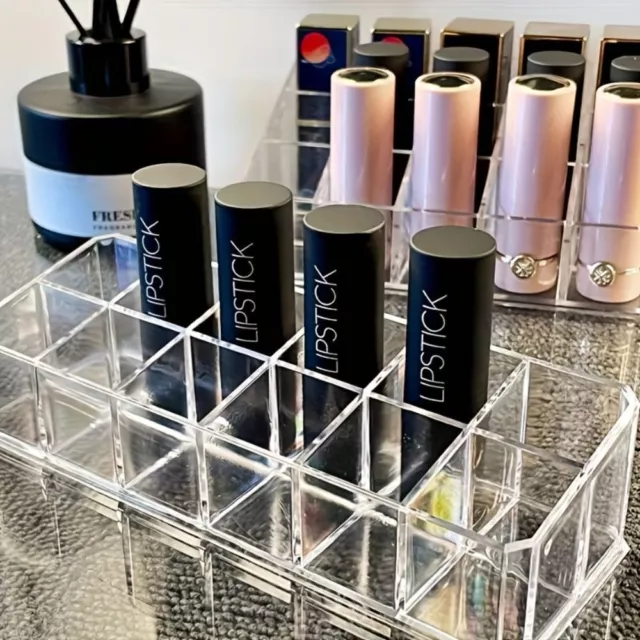 Simple 12-grid Makeup Storage Box Transparent Lipstick Holder  Makeup Brushes