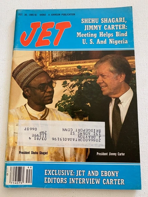 Jet Magazine Oct 30, 1980 SHEHU SHAGARI, JIMMY CARTER: Meeting Helps Bind U.S. 