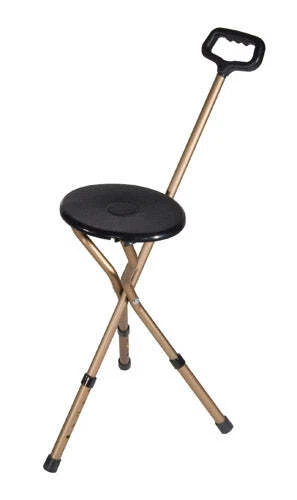 Asiento de bastón ajustable con mango de nailon plegable bronce