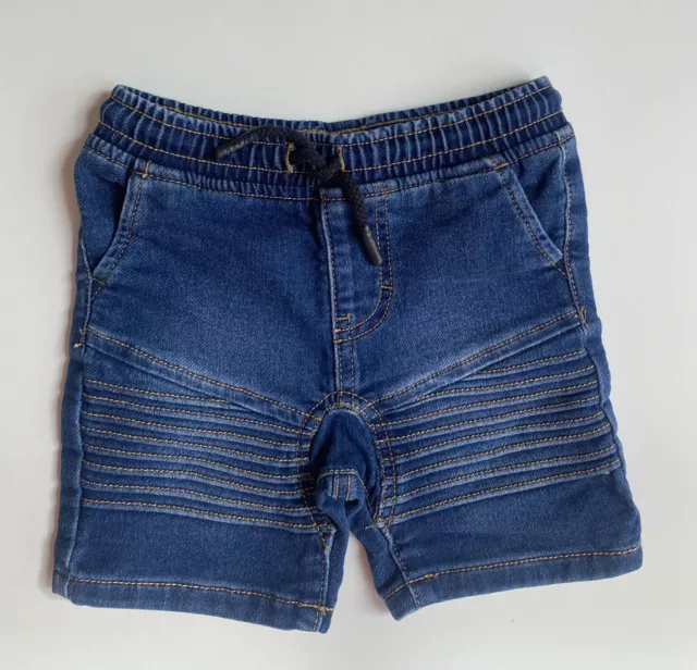 1964 Denim Company baby boy size 12-18 months blue denim drawstring shorts, VGUC