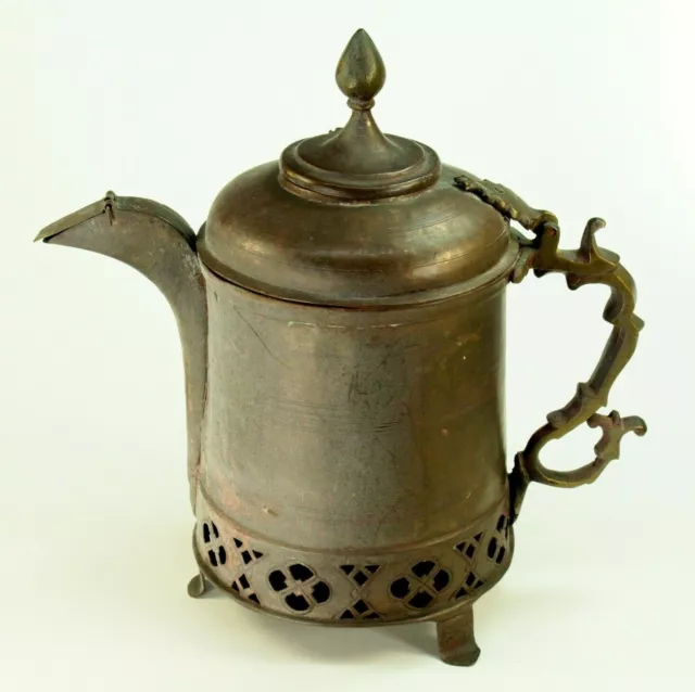 ~Antique 19th C. Raj Kashmiri Samovar Kettle Indo-British Grog Heating Pot Brass