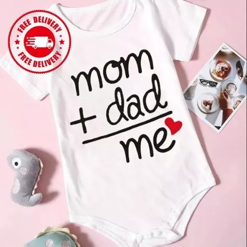 Newborn MOM+DAD=ME Print Baby Romper Short Sleeve Bodysuits Infant Jumpsuit Boys