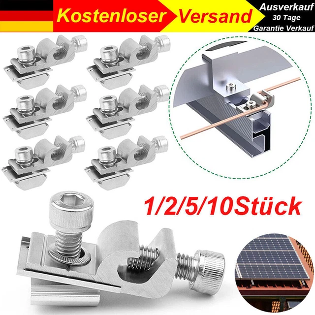 10 Stück Solarpanel Erdungsklemmen – Aluminium-Clips Für PV-Module, Montage Auf Schienen, Einfach Zu Installieren