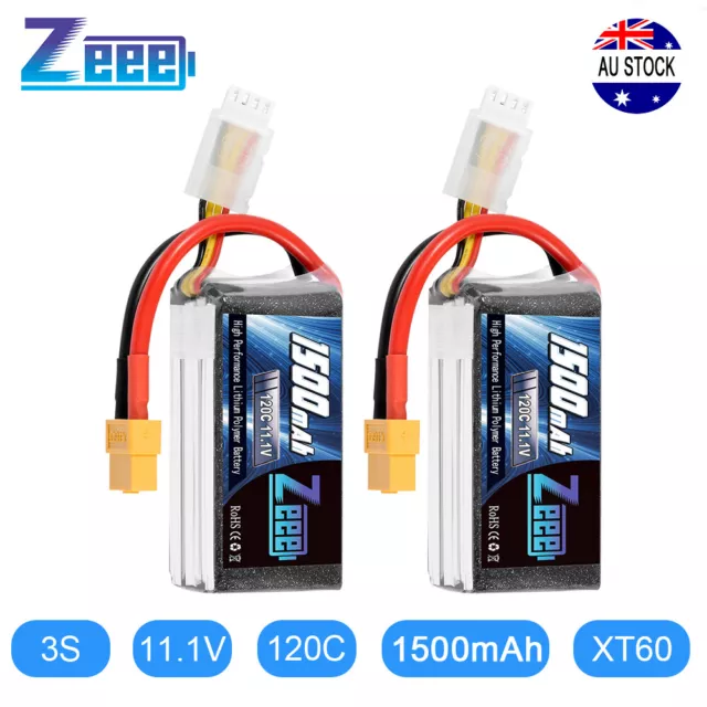 2PCS Zeee 3S Graphene LiPo Battery 1500mAh 120C 11.1V XT60 for RC FPV Drone Quad