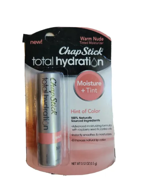 Humedad natural hidratación total Chapstick + bálsamo labial teñido, desnudo cálido - 0,12 oz
