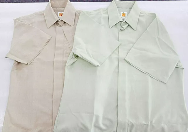 Men's A+ Tan OR Green Short Sleeve Casual Button-Down Camp Shirt Sz Small - 4XL