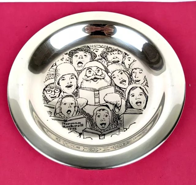 STERLING SILVER Norman Rockwell 8" Christmas Plate THE CAROLERS 228 grams