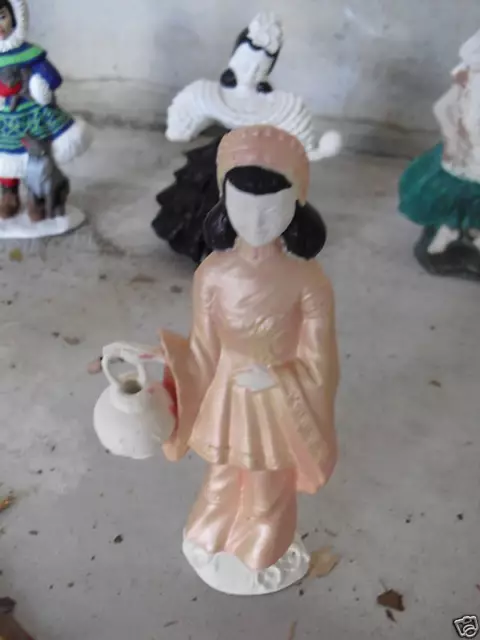 Unique Vintage Chinese Girl w/ Pot Doll Figurine LOOK