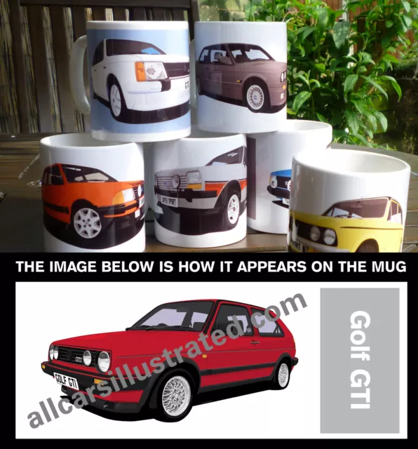 VW GOLF GTI Mk6 Car Art Mug. Choose Your Car Colour. Add Your Reg Plate!  £8.99 - PicClick UK