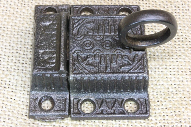 Old Cabinet Cupboard Latch Catch Sash Lock Ring Pull Transom Windsor Cast Iron