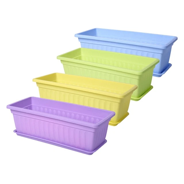 4 Packs 17 Inches Flower Window Box Plastic Vegetable Planters for Windowsi F1C1