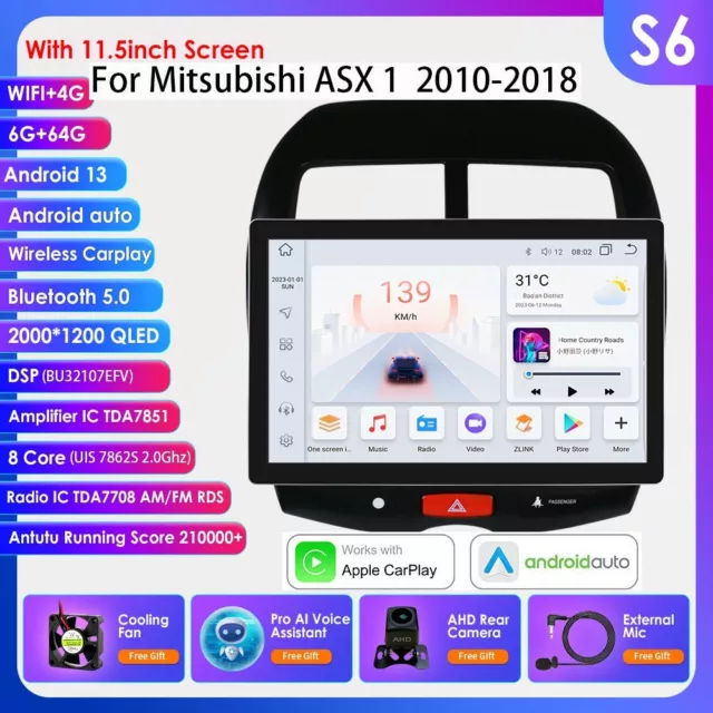 Für Mitsubishi ASX 2010-2018 11.5" CarPlay Android 12 Autoradio GPS Navi 6+64GB