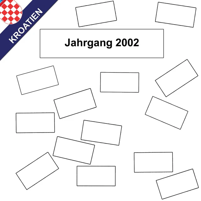 38 x Beschriftung für Briefmarkenalbum Kroatien Jahrgang 2002 komplett