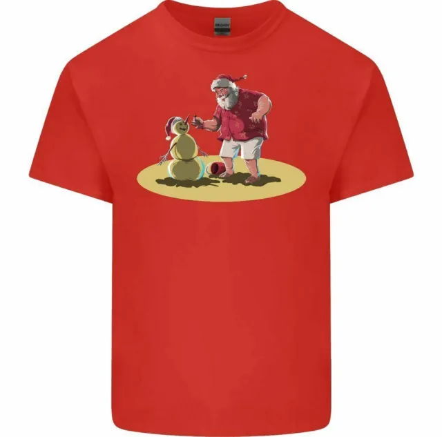 Beach Santa T-Shirt Mens Funny Summer Christmas Tee Top Xmas Snowman Holiday