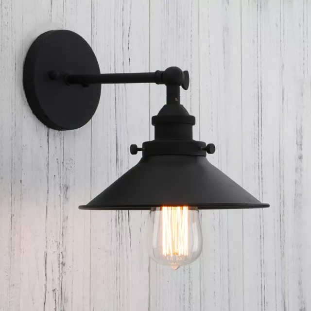 Vintage Industrial Wall Light Metal Shade Lamp Rustic Loft  Farmhouse Sconce E27