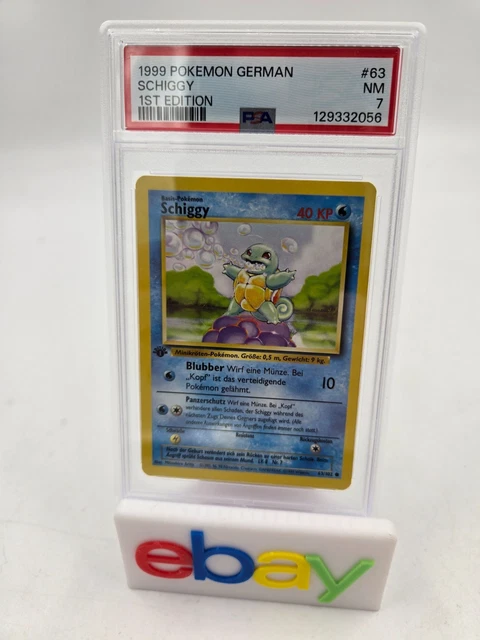 first edition squirtle card #63 PSA 9 This is of Common rarity 1995 Squirtle Pokemon Card 63/102