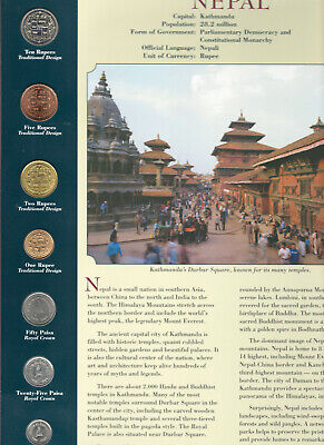 Coins from Around the World Nepal 1996- 2001 BU UNC 10, 5 Rupee 1997 1,2 Rp 1996