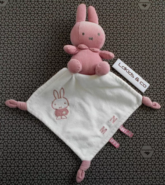 DOUDOU PELUCHE LAPIN MIFFY ROSE MOUCHOIR BLANC NIJNTJE COTELE 32 cm D1590