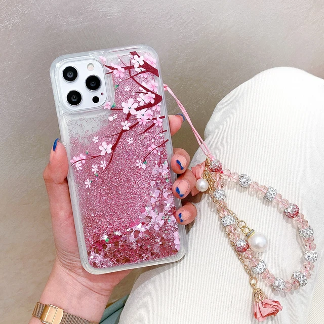 For VIVO Quicksand Glitter +Flower Bracelet Hot Soft Phone Case Cover Women Girl