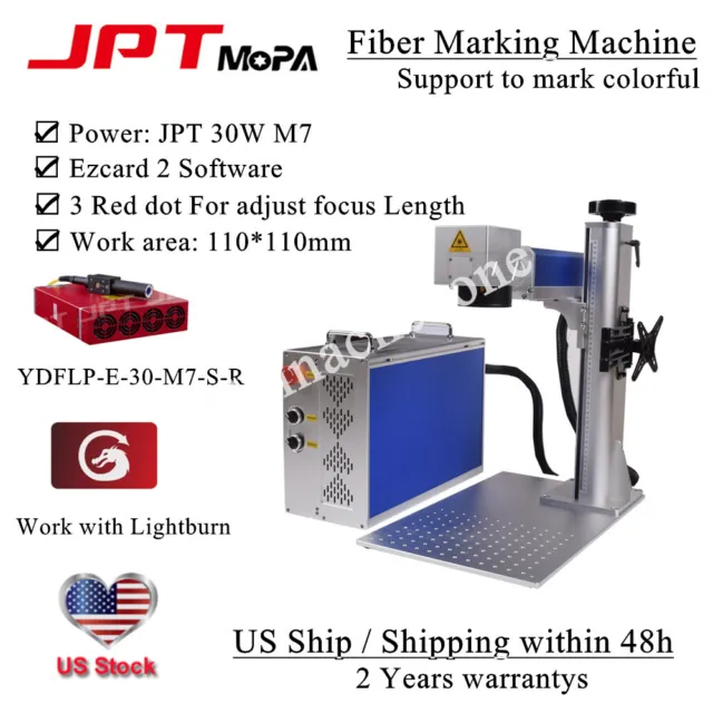 JPT Mopa M7 30W Fiber Laser Marking Cutting Machine Support to Mark Colorful US