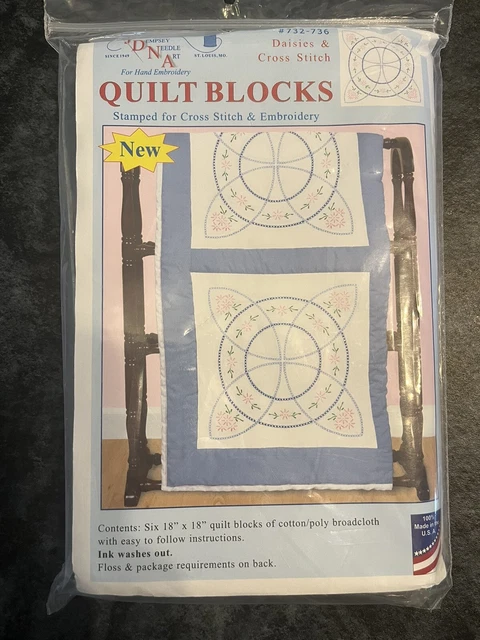 Bloques de edredón blancos estampados Jack Dempsey 18""X18"" 6/paquete - diseño vintage