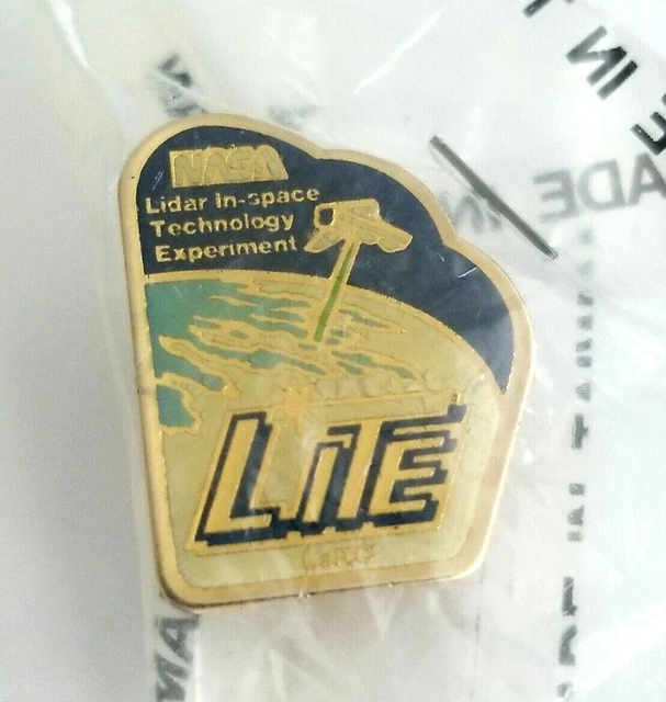 VTG NASA LITE Lidar In-space Technology Experiment Gold Tone Enamel Pin New