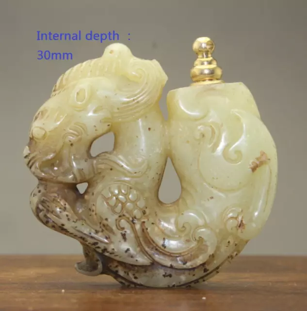China,jade,Hand-carved Dragon ,Chinese Old jade ,statues Snuff Bottle L170
