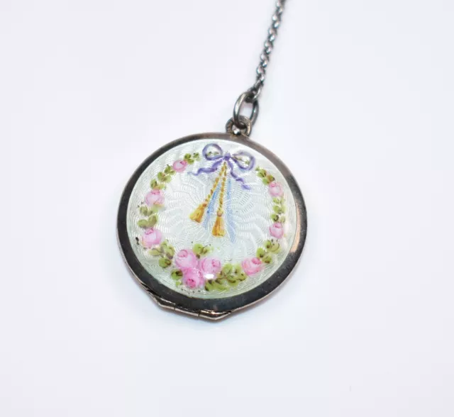 ABSOLUTELY MAGNIFICENT! Antique *STERLING ENAMEL GUILLOCHE* Locket