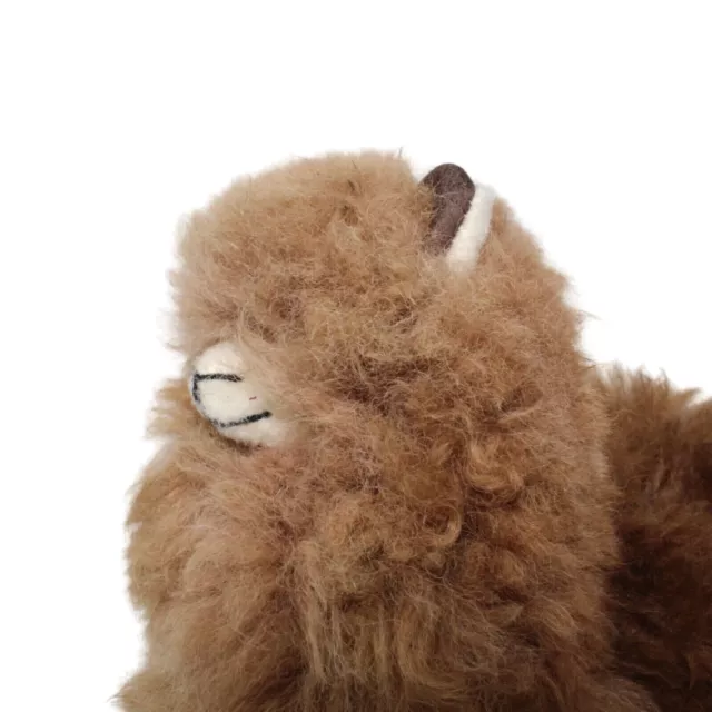 Handmade Brown Alpaca Fur Toy 9" Genuine Baby Alpaca Wool Standing Plush Stuffed