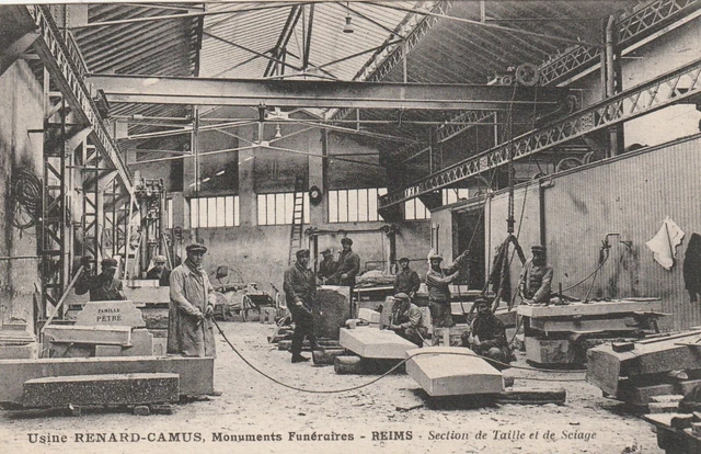 CPA 51 REIMS Factory FOX-CAMUS Funeral Monuments Size & Scia Section