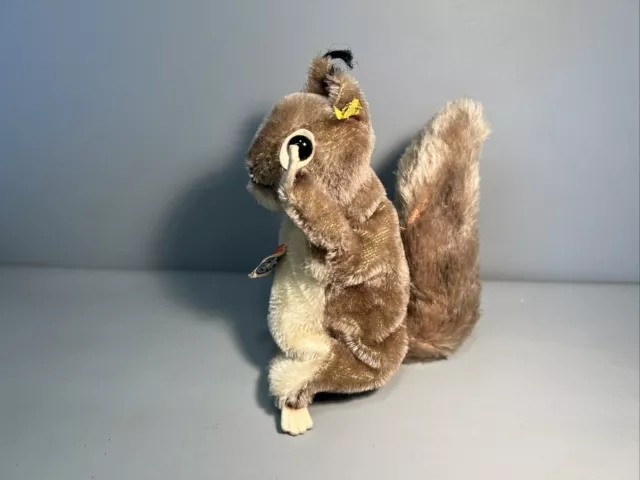 Alte Steiff Handpuppe Eichhörnchen Hopsi 6900/18 23 cm Marke und Fahne | #D3 2