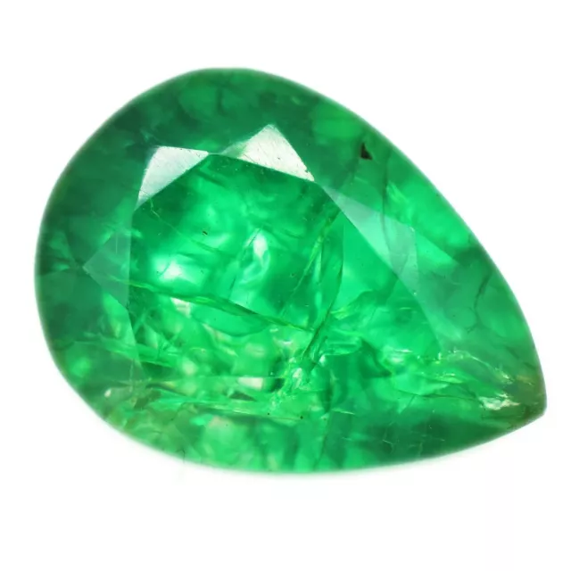 7 To 9 Cts Natural Zambian Green Emerald Pear Cut Certified Loose Gemstone