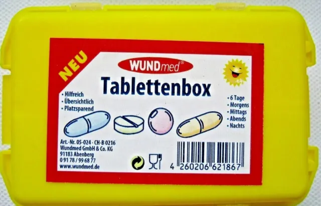 6 Tage ~ Pillenhalter Medikamentenbox Pillenbox Dosierer Tablettenbox Tasche Box