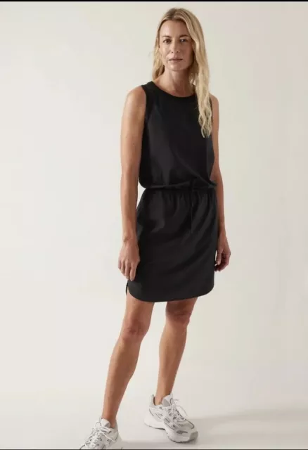 NWT ATHLETA Rincon Sleeveless Black Dress Small S Athletic Travel $98