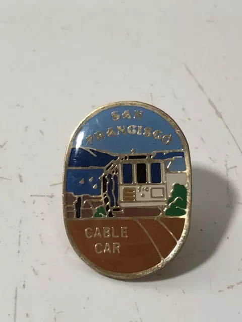 Vintage San Francisco Cable Car Souvenir Trolley Oval Pin San Francisco Bay