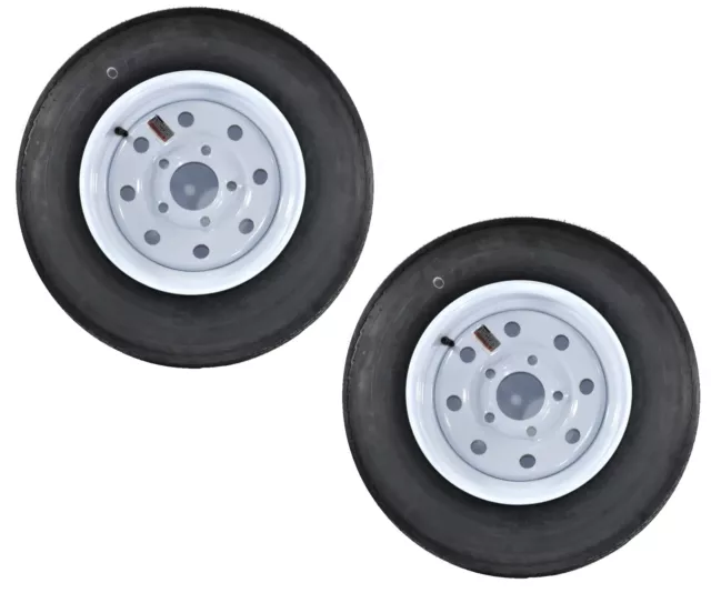 2-Pk Trailer Wheel Rim and Tire 530-12 5.30-12 5.30x12 LRC 5 Hole White Modular