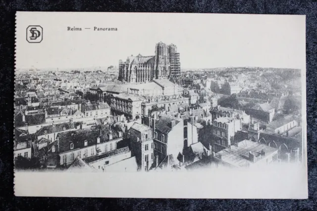 Postkarte Ansichtskarte Lithografie Belgien Reims Panorama (M)