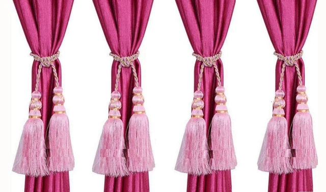 Beautiful Curtain Tassel Tieback color Pink for Home Decor Set of 4