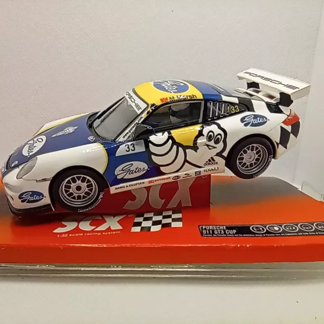 Coche Scalextric Porsche 911 GT3 Cup Michelin SCX Slot Car 1/32 64680 slc