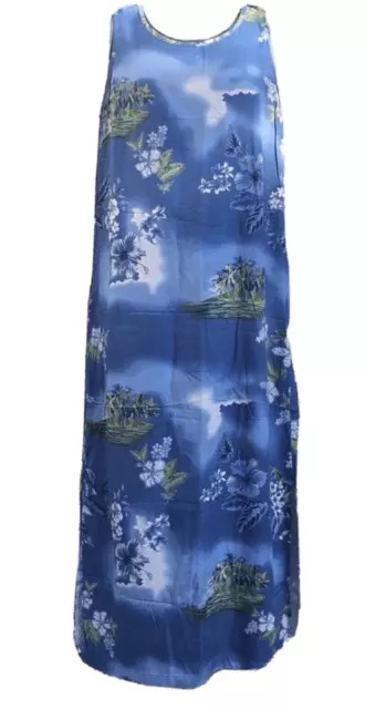 VINTAGE Marsh Landing Tropical Maxi Dress Blue Size Medium Floral