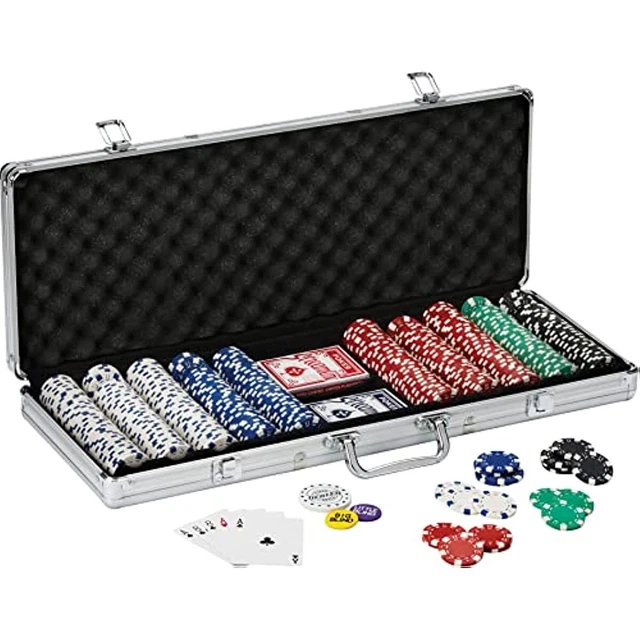 11.5 Gram Texas Hold 'em Claytec Poker Chip Set & Aluminum Case, 500 Dice Chips