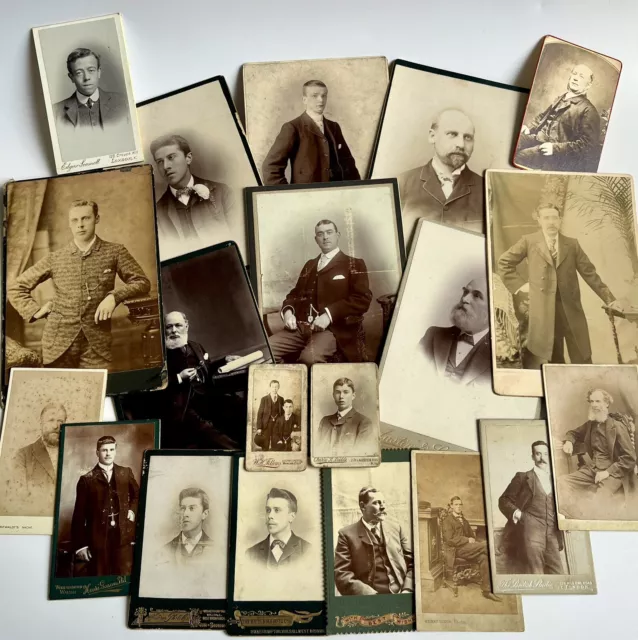 Job Lot Antique Victorian / Edwardian Portrait Photographs Cabinet Cards Men