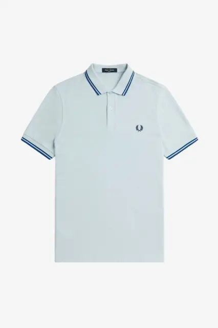 Fred Perry Polo Manica Corta Slim Fit Azzurro - Taglia L Abbigliamento Uomo Polo