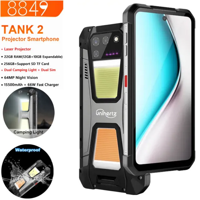Unihertz 8849 Tank 2 Laser Projector Rugged Phone Android 13 Mobile  12+256GB 6.79 FHD+ Display 108MP Night Vision Cam 15500mAh