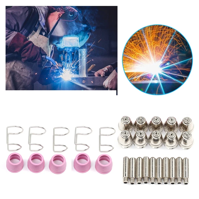 30PCS ELECTRODE TIP Nozzle Kit Shielding Cup Welding Nozzle for CUT60
