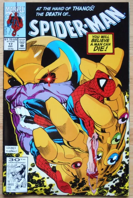 Spider-Man #17  VF/NM Marvel 1991 Thanos, Infinity Gauntlet