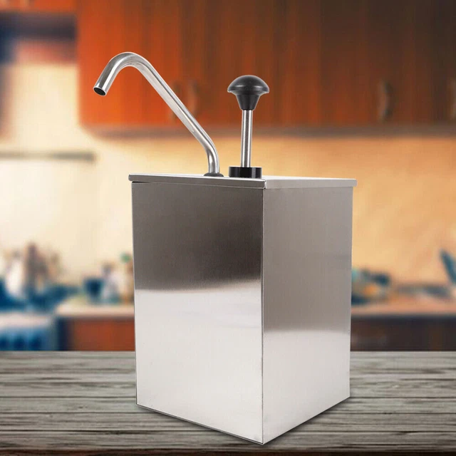 4L Sauce Dispenser Pump Squeeze Condiment Dispensing Stainless Steel Single Head