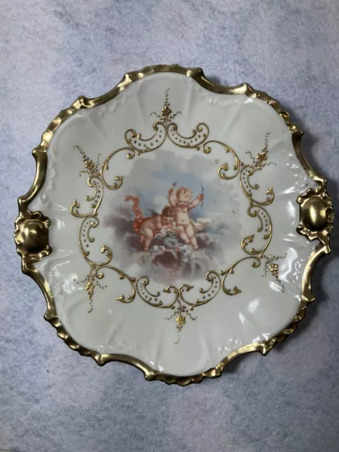 Limoges France AK CD 7" Decorative Plate - Gold Trim - Cherubs Fine Porcelain