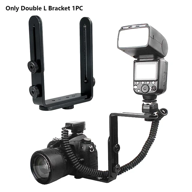 Metal Holder With Screw Flash Unit For DSLR Camera Photography Double L Bracket
