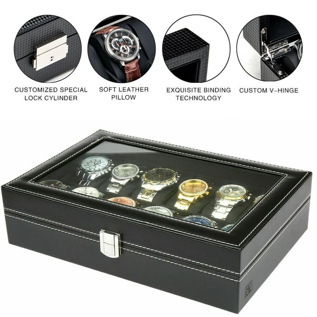 WATCH BOX FOR Men Luxury Display Case Organizer Jewelry Storage Holder